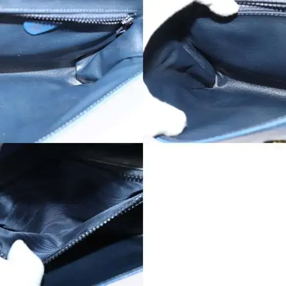 CELINE Shoulder Bag Leather Blue Gold - Picture 12 of 12